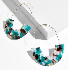 Acrylic Marble Hoop Earrings Women Color Blue